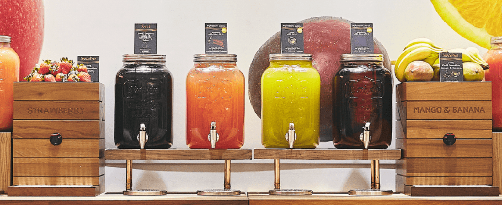 Hydration Station from Oranka Juice Solutions with a mix of Yorkshire and Juice Cube Dispensers