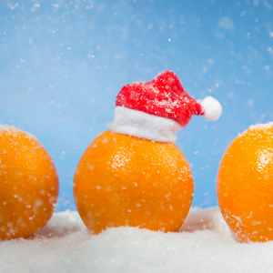 Orange with Christmas Hat On